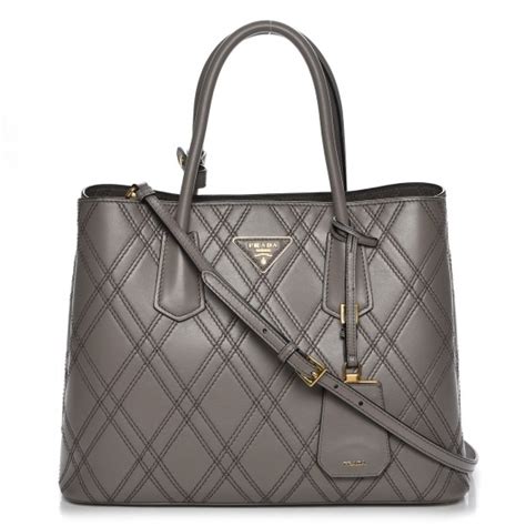 prada city double handle tote quilted diamond large argilla|prada totes farfetch.